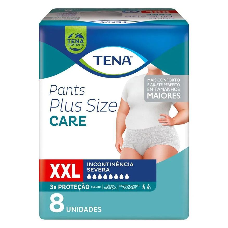 Tena Roupa Íntima Pants Plus Size Care XXL com 8 unidades