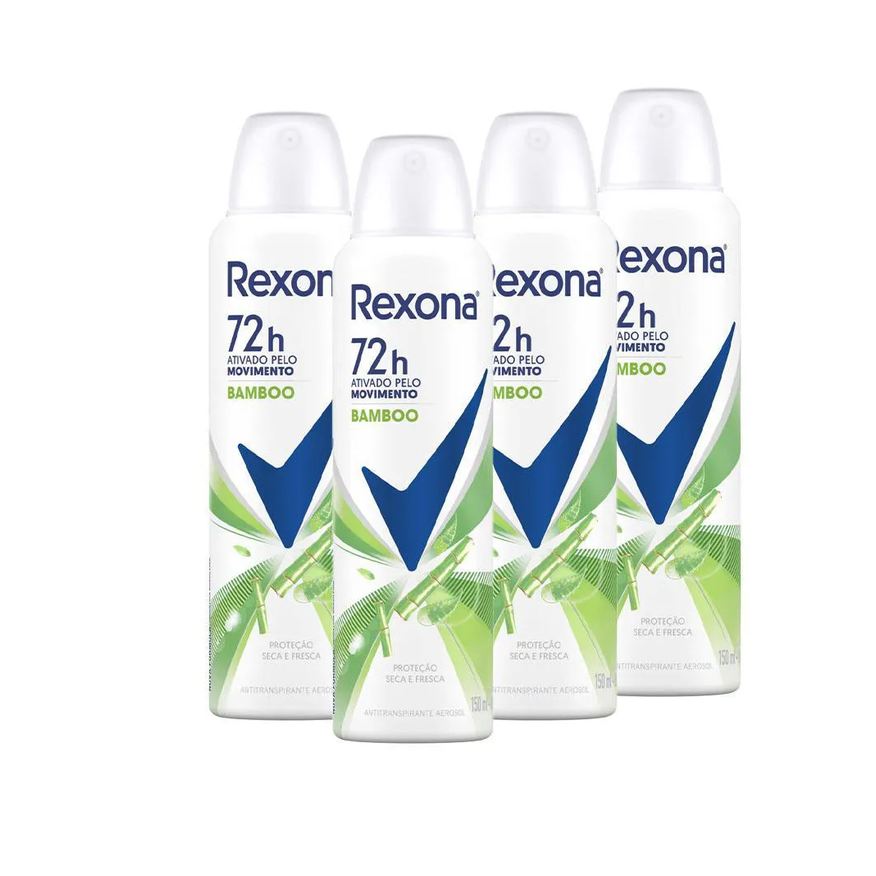 Rexona Kit 4 Desodorantes Motionsense Antitranspirante Aerossol Stay Fresh Bamboo + Aloe Vera 150ml