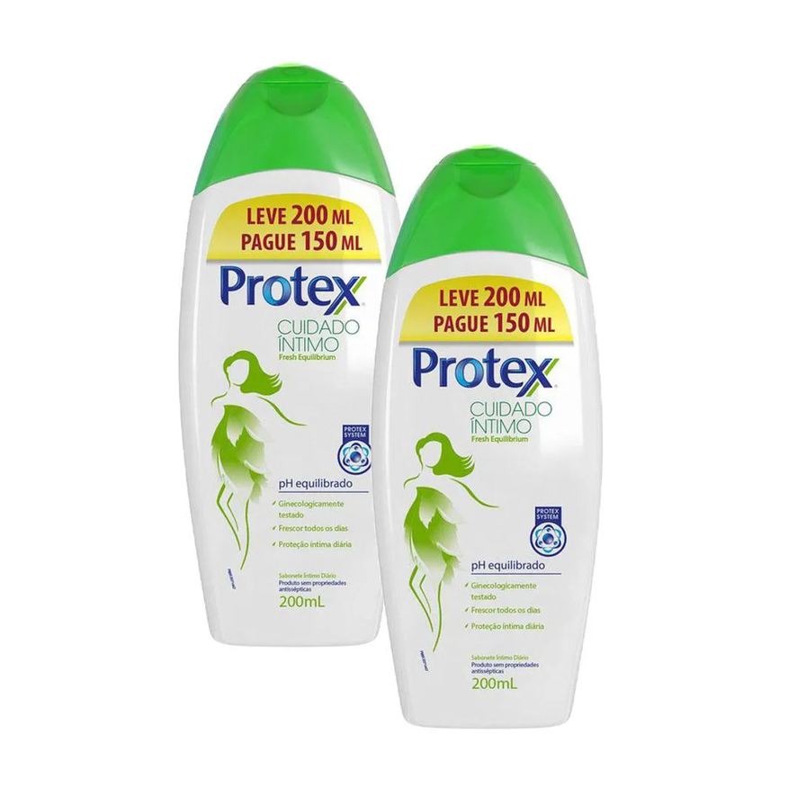 Protex Kit 2 Sabonetes Líquido Íntimo Fresh Equilibrium Leve 200ml Pague 150ml