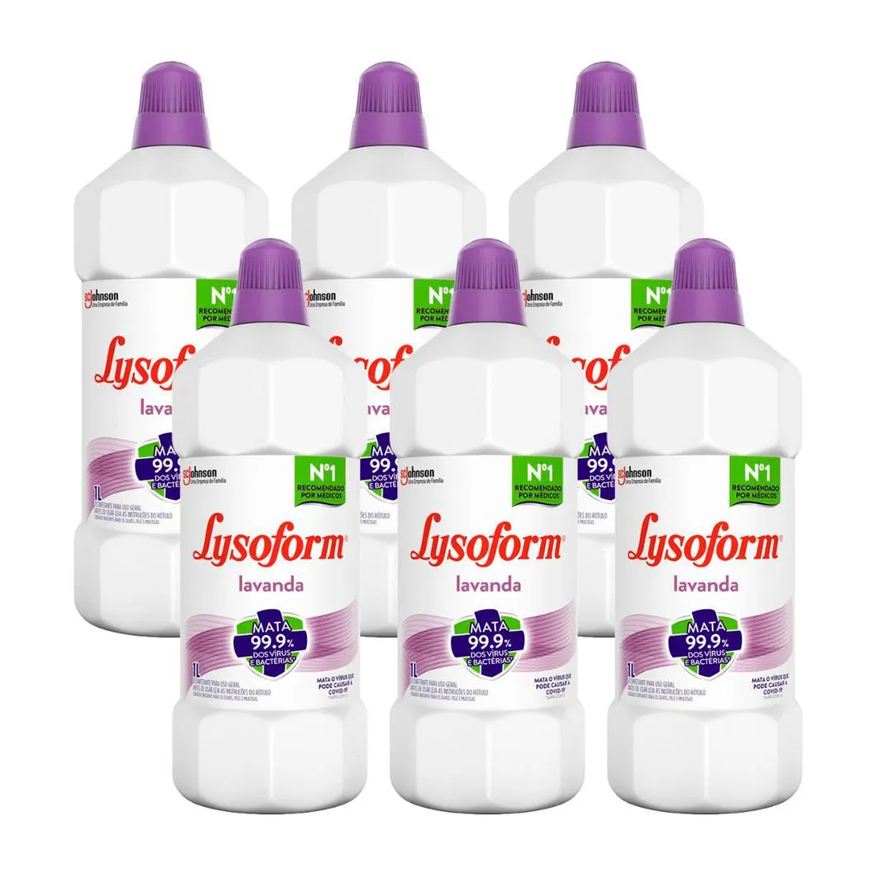 Lysoform Kit com 6 Desinfetantes Uso Geral Lavanda 1l Cada