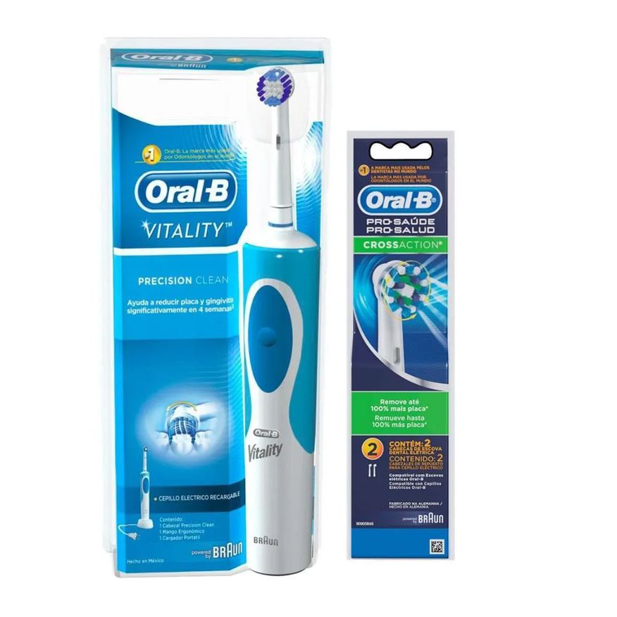 Oral-B Kit Escova Elétrica Vitality D12 110v + Refil Cross Action - 2 unidades