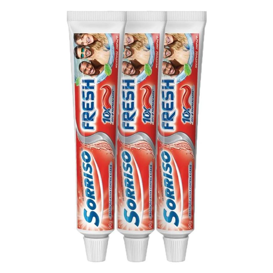 Sorriso Gel Dental Fresh Menthol Impact 90g 3 unidades