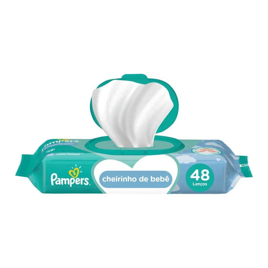 Pampers Lenço Umedecido Cheirinho de Bebê Sem Álcool Suave e Resistente 48 unidades