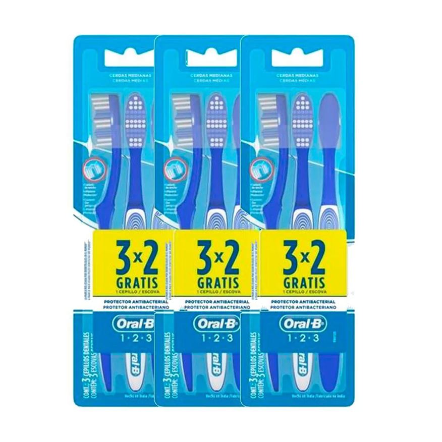 Oral-B Kit 3 Escova Dental 123 Médio 40 Leve 3 Pague 2