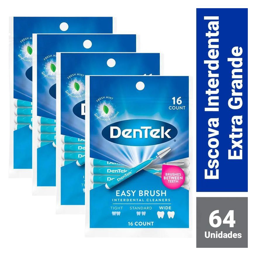 Escova Kit Interdental DenTek Easy Brush Extra 64 unidades