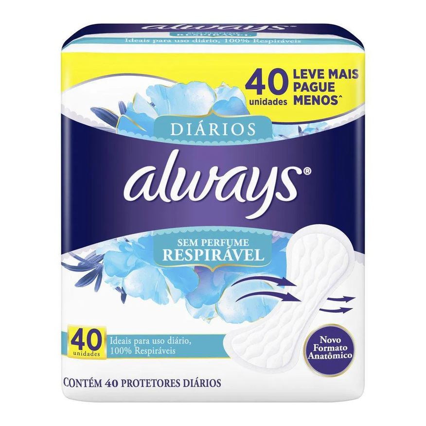 Always Protetores Diários Respirável 40 unidades
