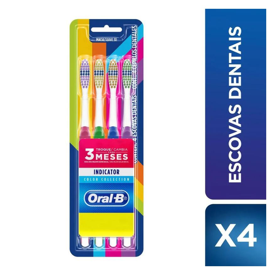 Oral-b Escovas Dentais Indicator Color Collection 4 unidades