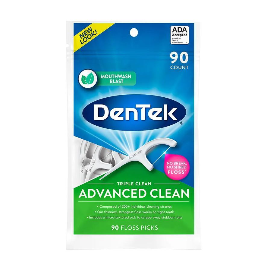 Dental Fio com Haste DenTek Floss Picks Triple Clean Advanced 90un