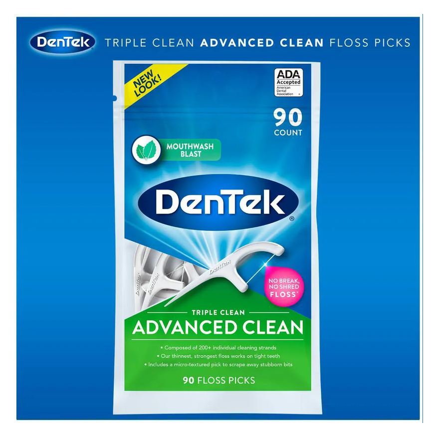 Dental Fio com Haste DenTek Floss Picks Triple Clean Advanced 90un