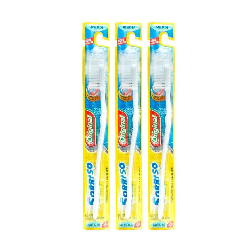 Sorriso Kit 3 Escova Dental Original Média