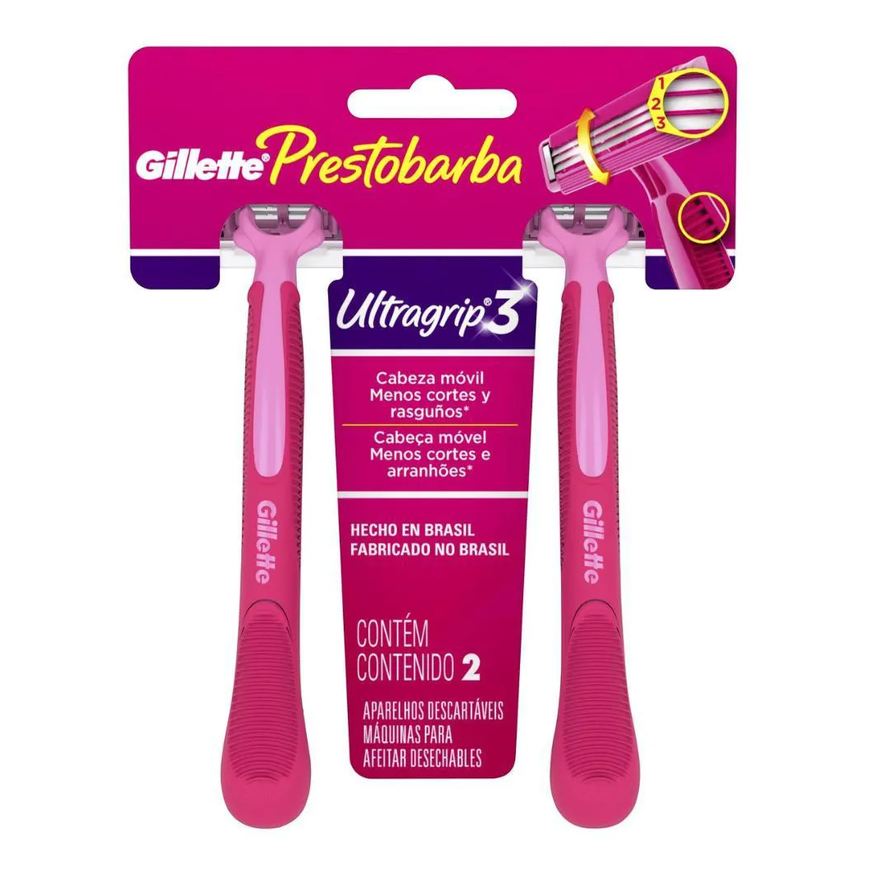 Gillette Aparelho de Depilação Prestobarba Ultragrip 3 Base Móvel