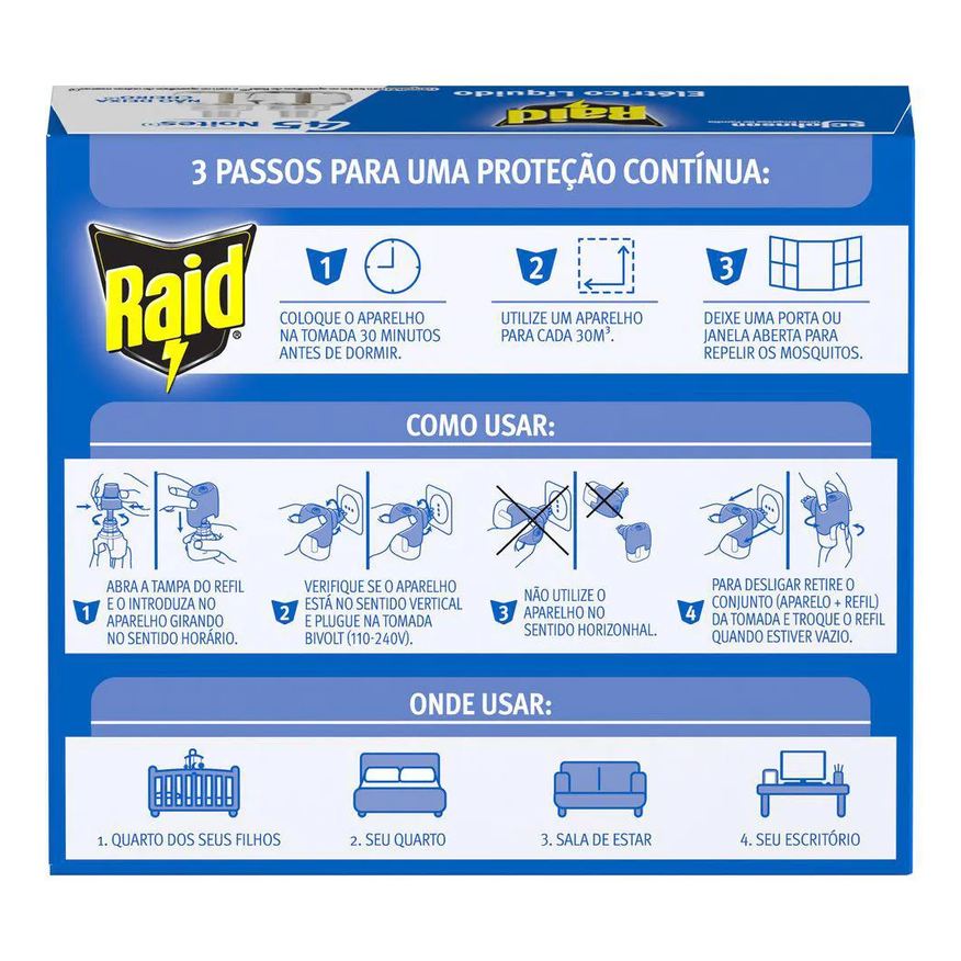 Repelente Refil Elétrico Líquido Raid 2un de 32,9ml