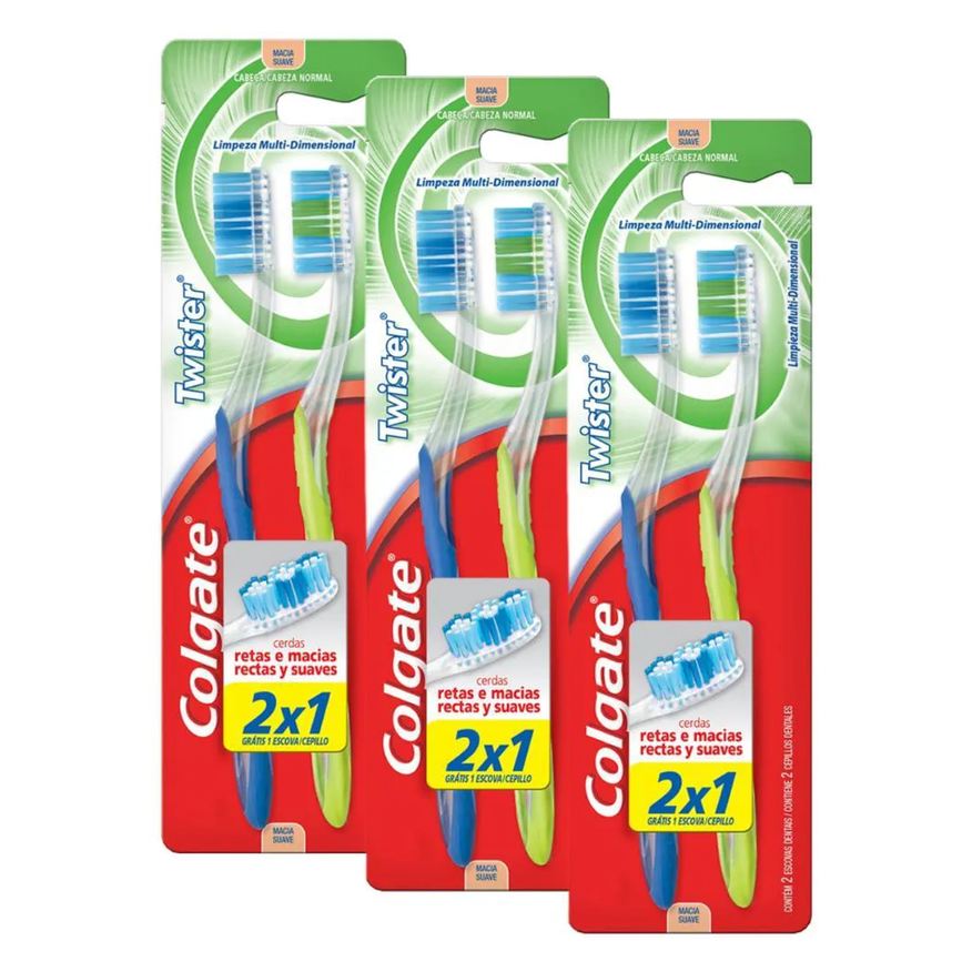 Colgate Kit 3 Escovas Dentais Twister 2 unidades Leve 2 Pague 1
