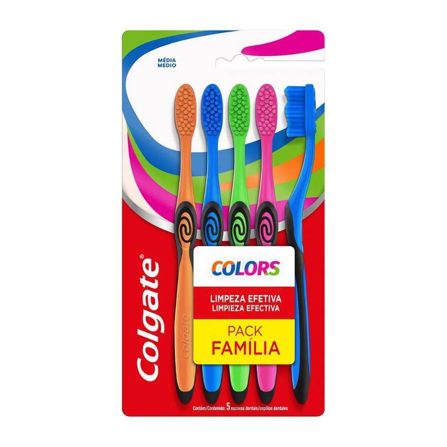 Colgate Escova de Dente para Família Colors 5 unidades