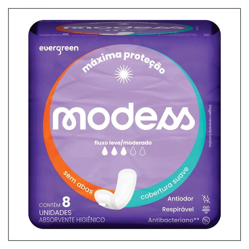 Modess Absorvente Malha Suave sem Abas 8un