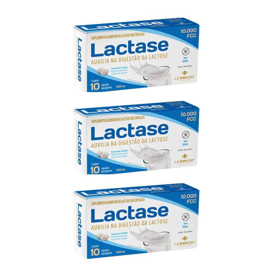 La San Day Kit C3 Suplemento Lactase 10.000 com 10 cápsulas
