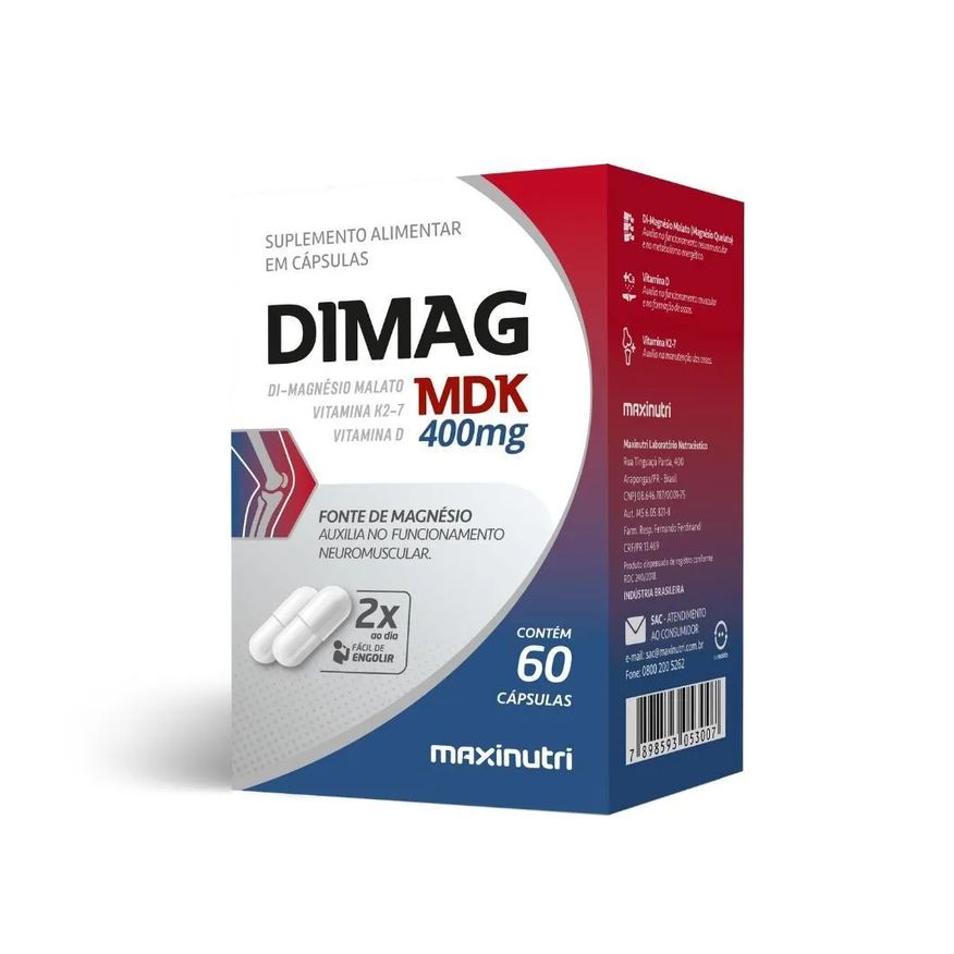 Maxinutri Dimag Mdk (di-magnésio Malato + Vitaminas D3 e K2-7) -60 cápsulas