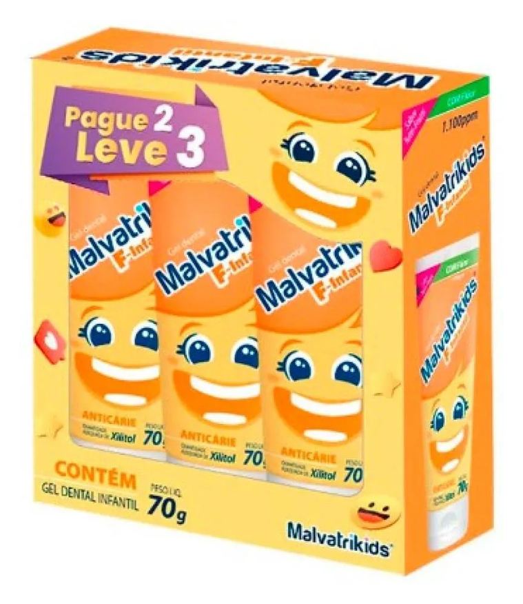 Malvatrikids Pasta de Dente F Infantil 70g Leve 3 Pague 2