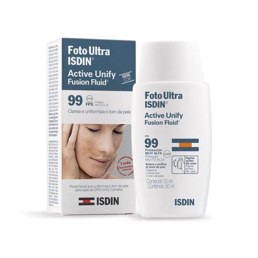 Isdin Protetor Solar Facial Foto Ultra Active Unify Sem Cor Fps 99 - 50ml