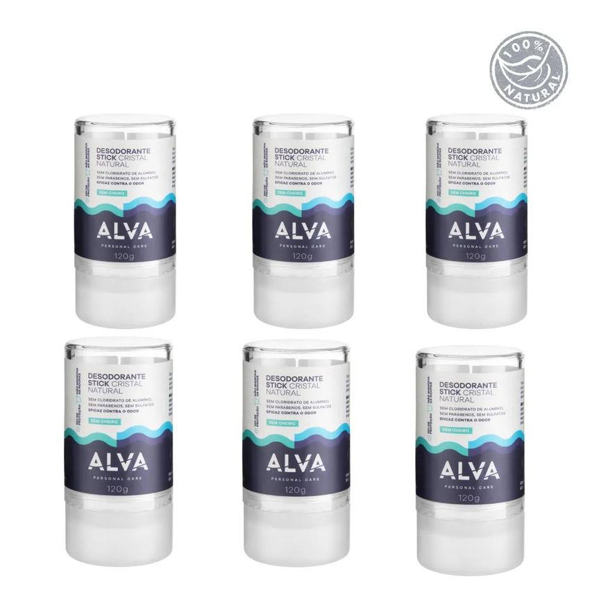Alva Desodorante Natural Pedra Cristal Alemanha Kit (6 Unid)