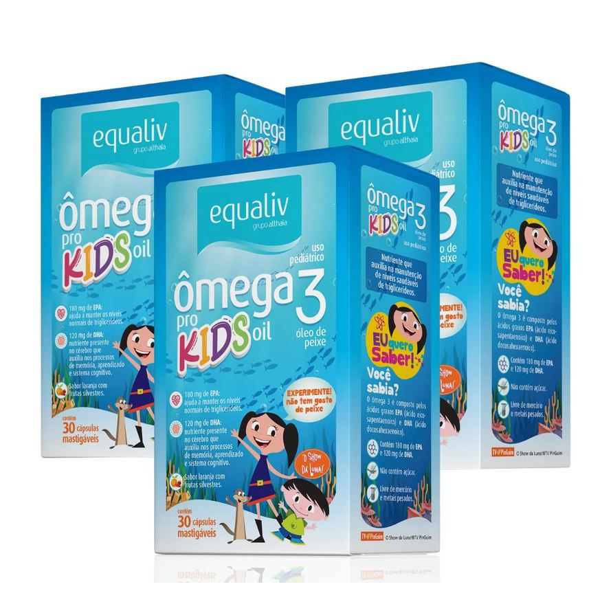 Equaliv Kit 3 Ômega 3 Pro Kids Concentrado Infantil Epa Dha Laranja com Frutas Silvestres
