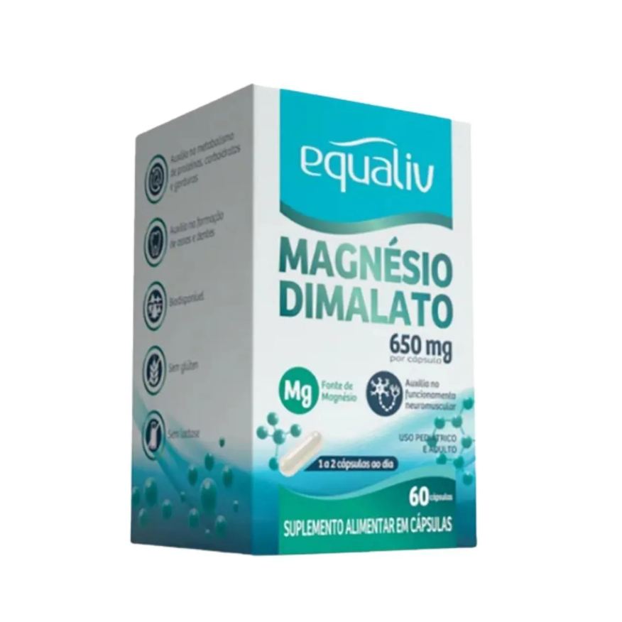 Equaliv Magnésio Dimalato 650mg 60 Cápsulas 100% Puro