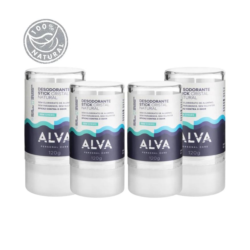 Alva Desodorante Natural Pedra Cristal Alemanha Kit 5 Unidad