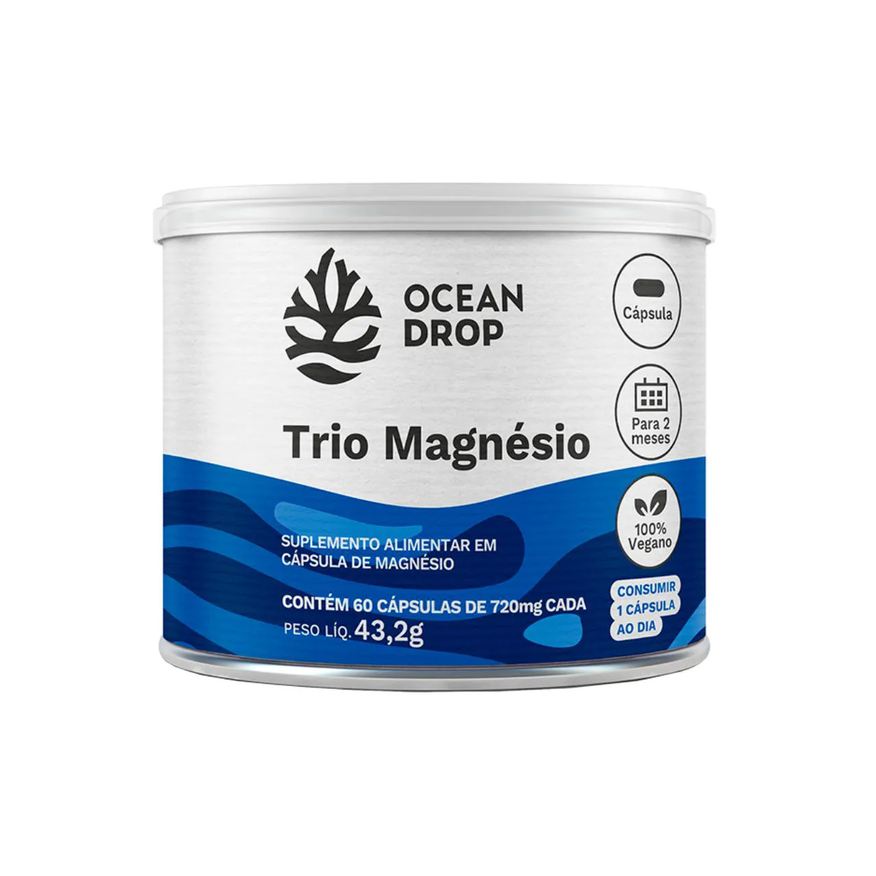 Ocean Drop Super Trio Magnésio Dilamato Natural Vegano 720mg