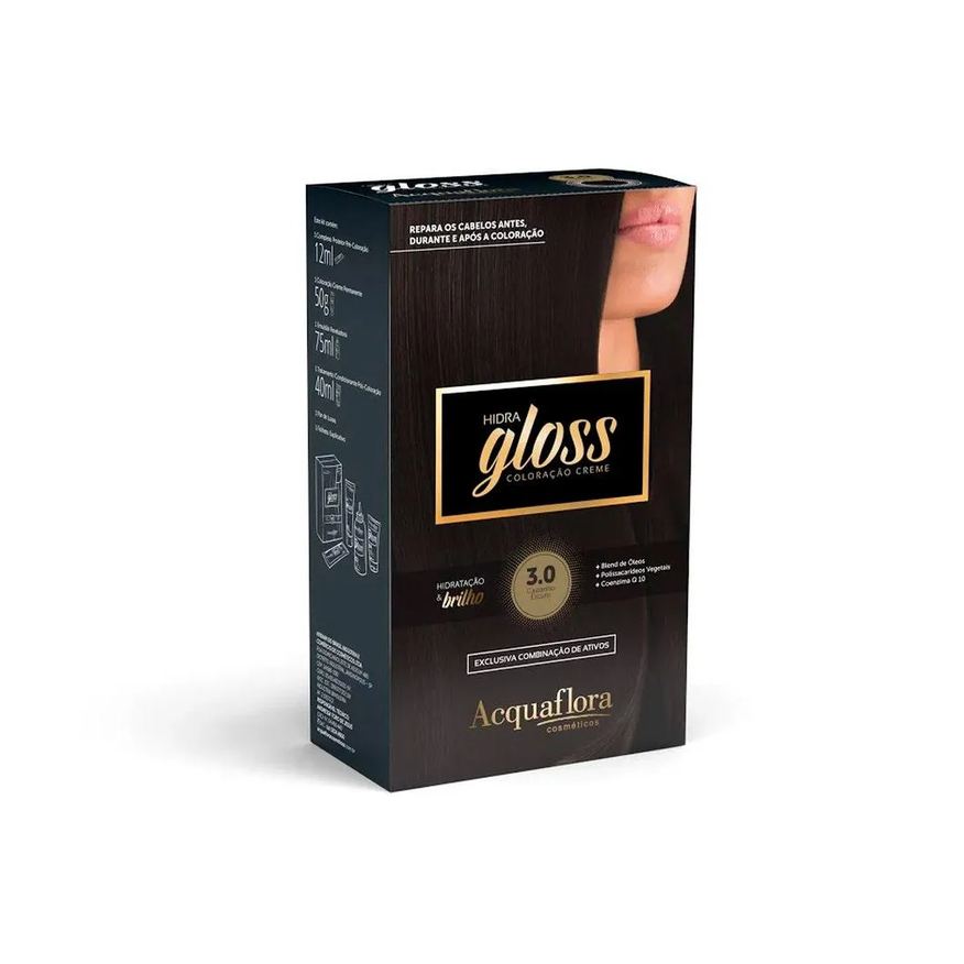 Acquaflora Tintura Kit Hidra Gloss 30 Castanho Escuro