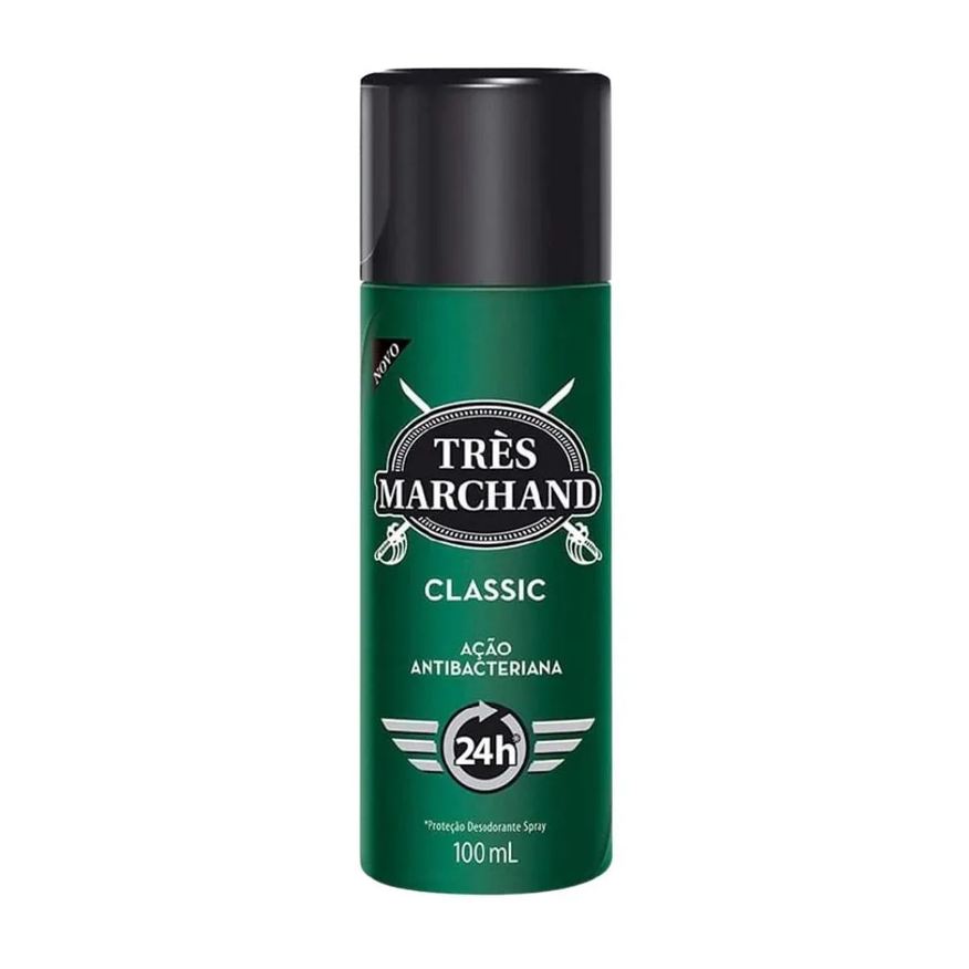 Très Marchand Desodorante Antitranspirante Spray Classic Masculino 24h Ação Antibacteriana 100ml