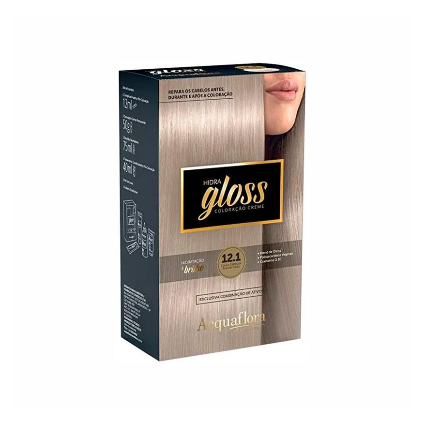 Acquaflora Tintura Kit Hidra Gloss 121 Louro Especial Acinzentado