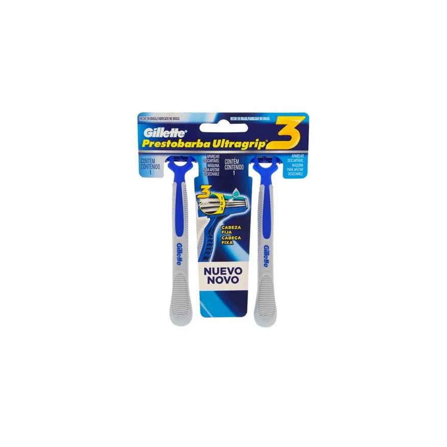 Gillette Aparelho de Barbear Presto Ultragrip 3 C/2un