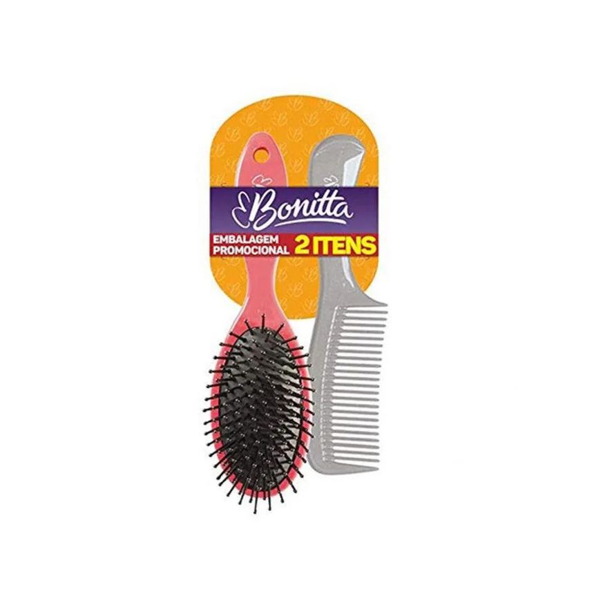 Bonitta Kit Escova e Pente de Cabelo Bonita Médio