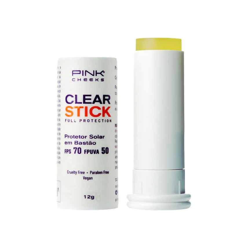 Pink Cheeks Protetor Solar Facial Bastão Clear Stick Transparente Fps70 Fpuva50 12g