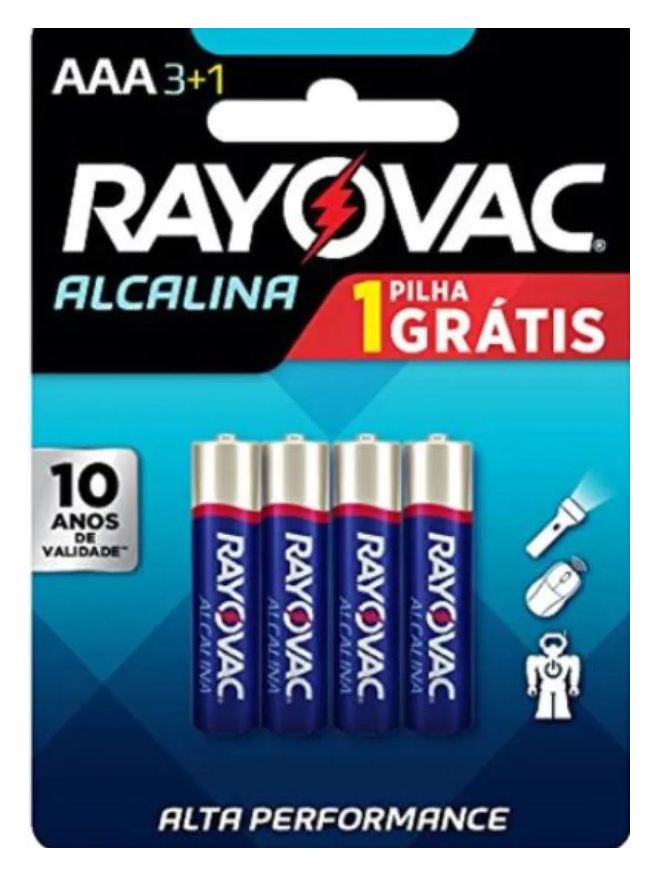 Palito Pilha Aaa Alcalina Pague 3 Leve 4 Rayovac