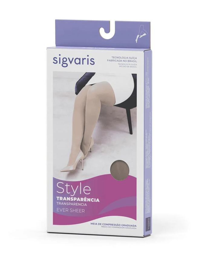 Sigvaris Meia Panturrilha 782a Ever Sheer 20-30mmhg Longa Ponteira Aberta M Bege