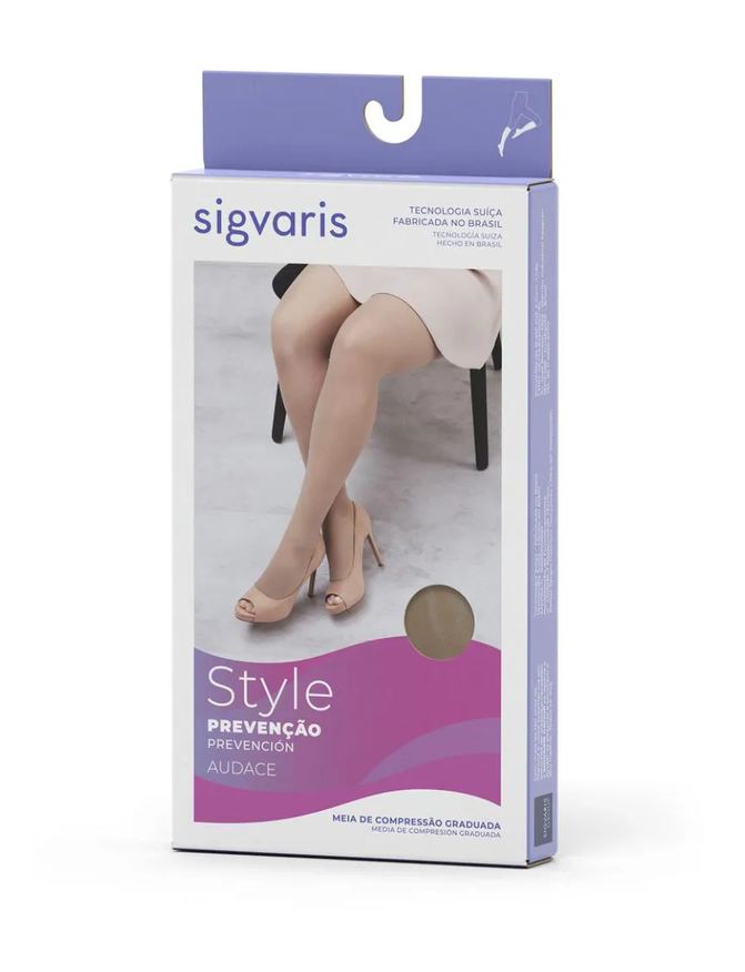 Sigvaris Meia Calça 120b Audace 15-20mmhg com Ponteira C Bege