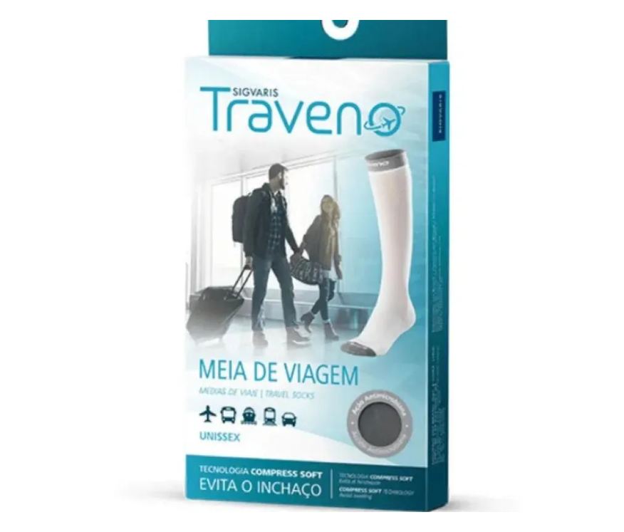 Sigvaris Meia para Viagem Traveno P Branco
