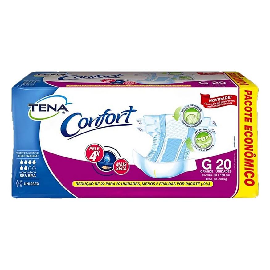 Tena Fralda Geriátrica Unissex Confort G Absorção Intensa 20 unidades