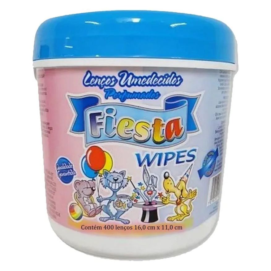 Fiesta Lenço Umedecido Wipes Perfumado Aloe Vera Lanolina sem Álcool Azul 400 unidades