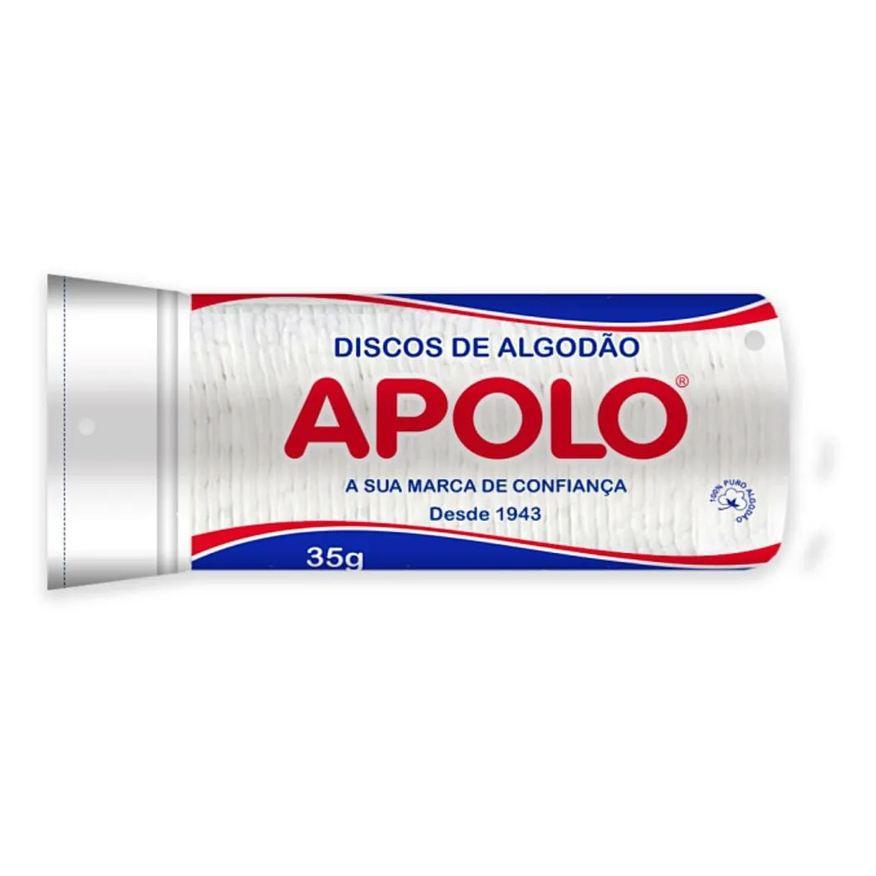 de Discos Algodão Apolo 35g Embalagem Abre Fecha - Unidade