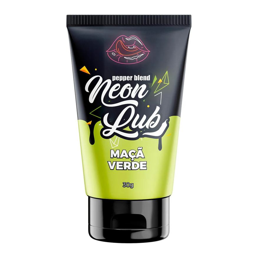 Pepper Blend Gel Íntimo Sensorial Neon Lub Maçã Verde Luminoso 30g Brilha na Luz Negra
