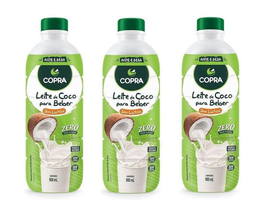 Copra Kit 3uni Leite de Coco Pronto para Beber 900ml