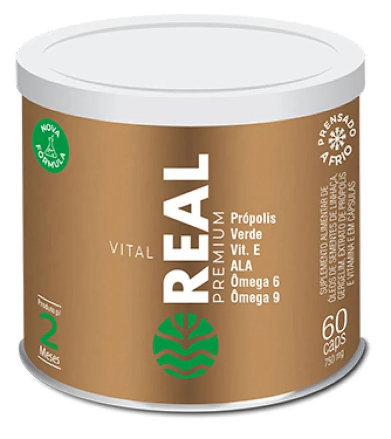 Vital Âtman Vital Real 60 cápsulas - Suplemento Alimentar de Extrato de Própolis, Óleos de Sementes de Linhaça, Gergelim e Vitamina e