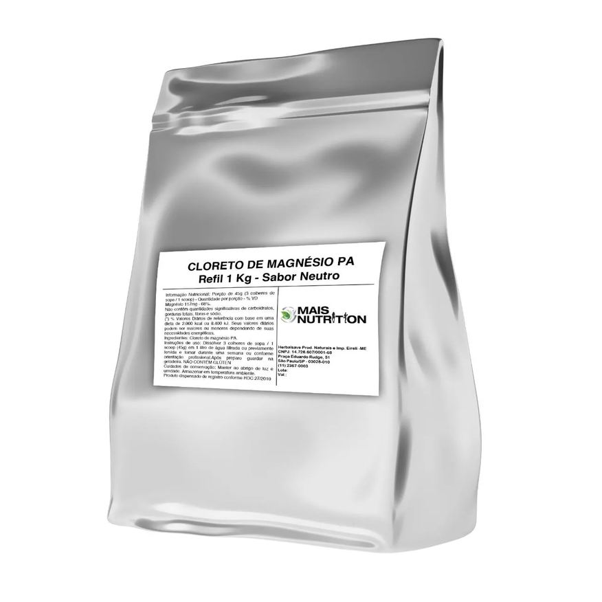 Moriale Odt Cloreto de Magnésio Pa 1kg Embalagem Refil Wvegan Vegano