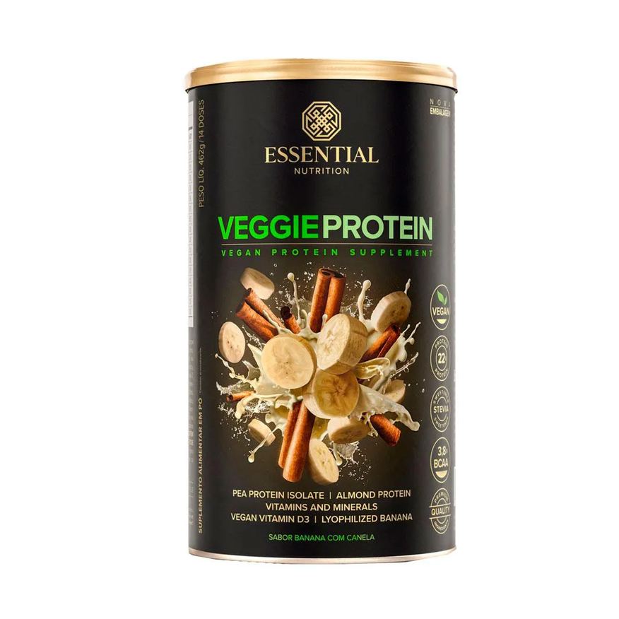 Essential Nutrition Suplemento de Proteína Vegetal Banana com Canela 462g