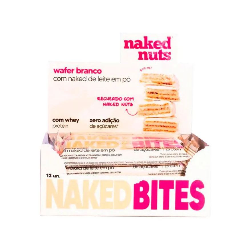 Naked Nuts Wafer com Chocolate Branco (cx C/12un de 26g)