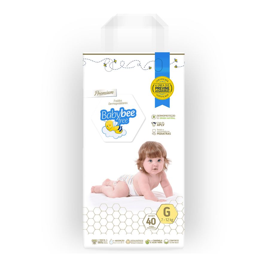 Baby Fralda Bee Free Dermoprotetora G Com 40 Unidades