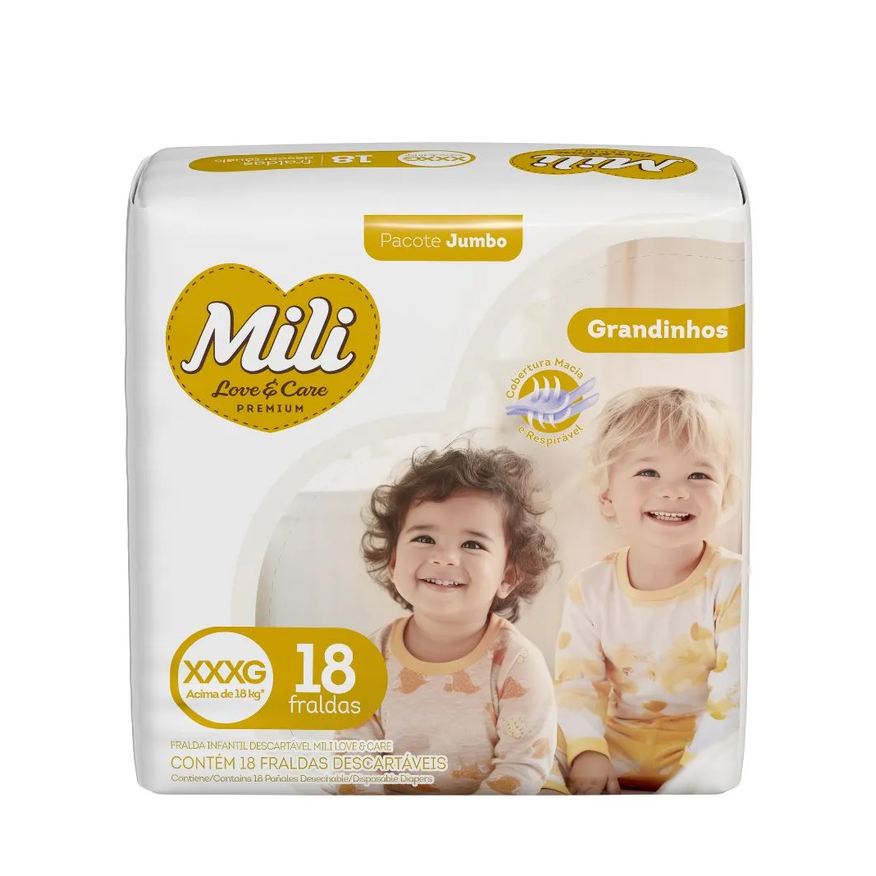 Mili Fralda Love Care Tamanho Xxxg Com 18 Unidades Jumbo