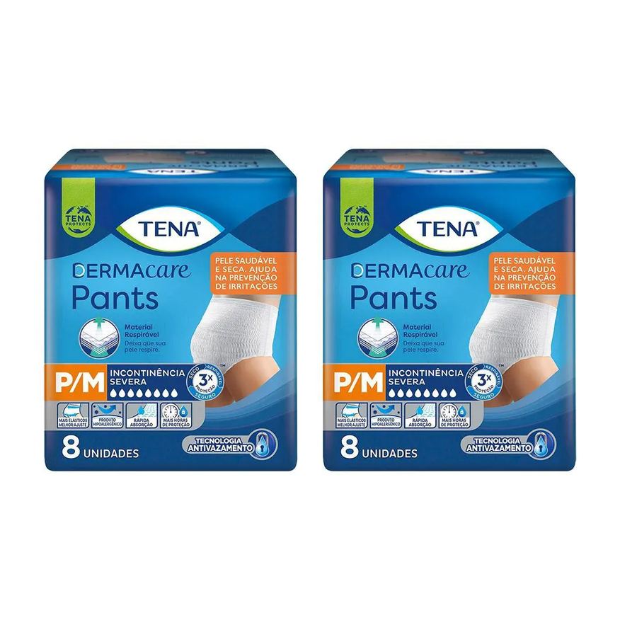 Tena Kit 2 Roupa Intima Dermacare Pants Ultra P/m com 8 Unidades Cada